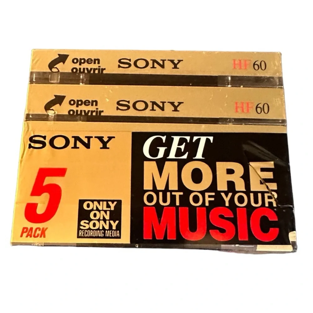 5 Pack Sony HF60 Blank Cassette Tapes Type I 60 Minutes Hi-Fi Recording Sealed